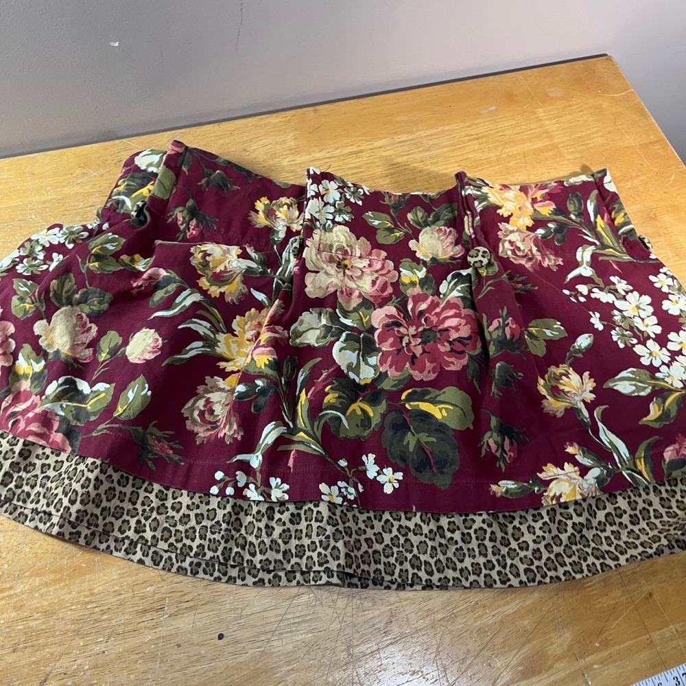 American Living Ralph Lauren Valance 48x16 Burgundy Floral Leopard Vtg Style